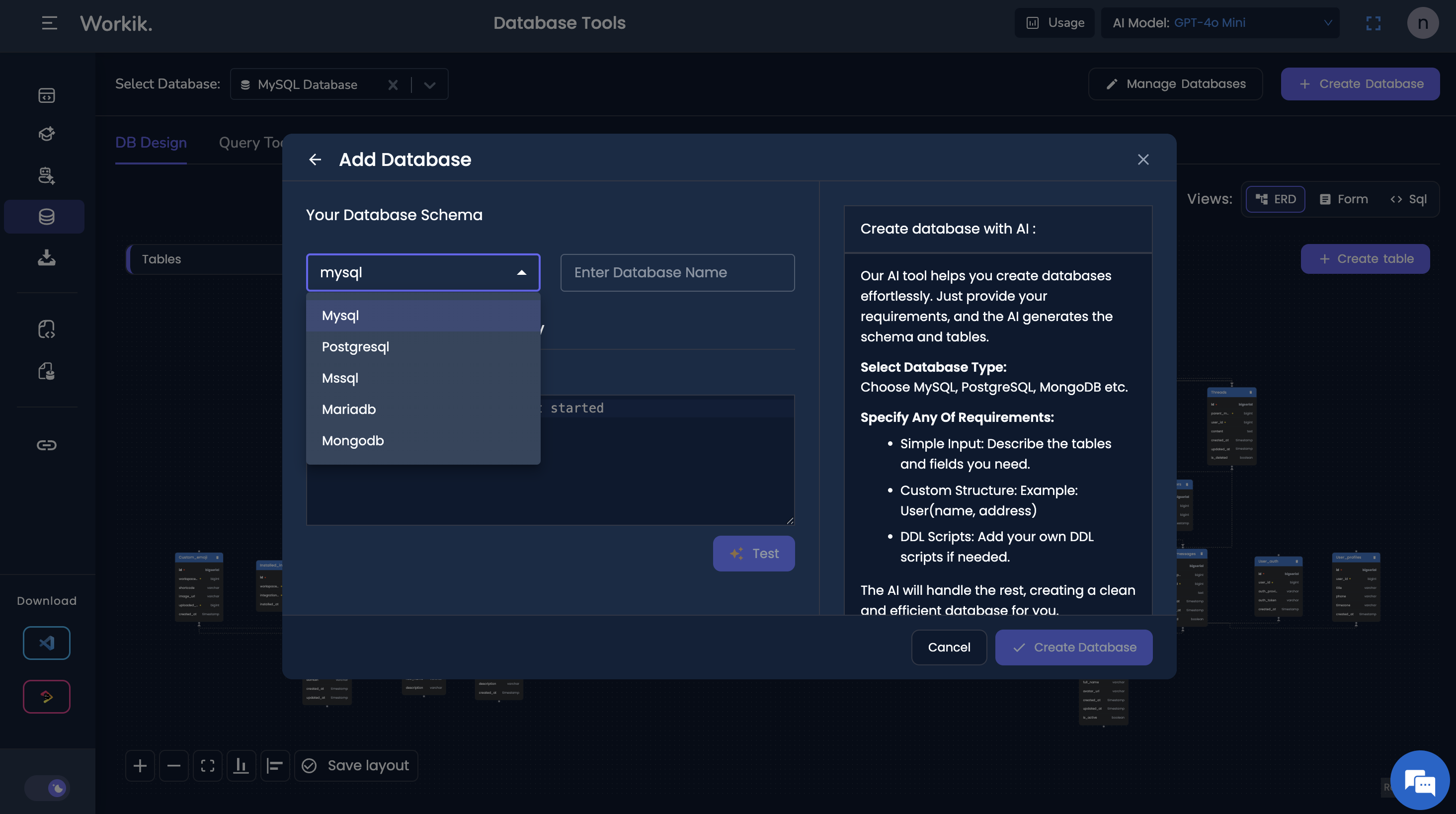 Workik AI workspace creation